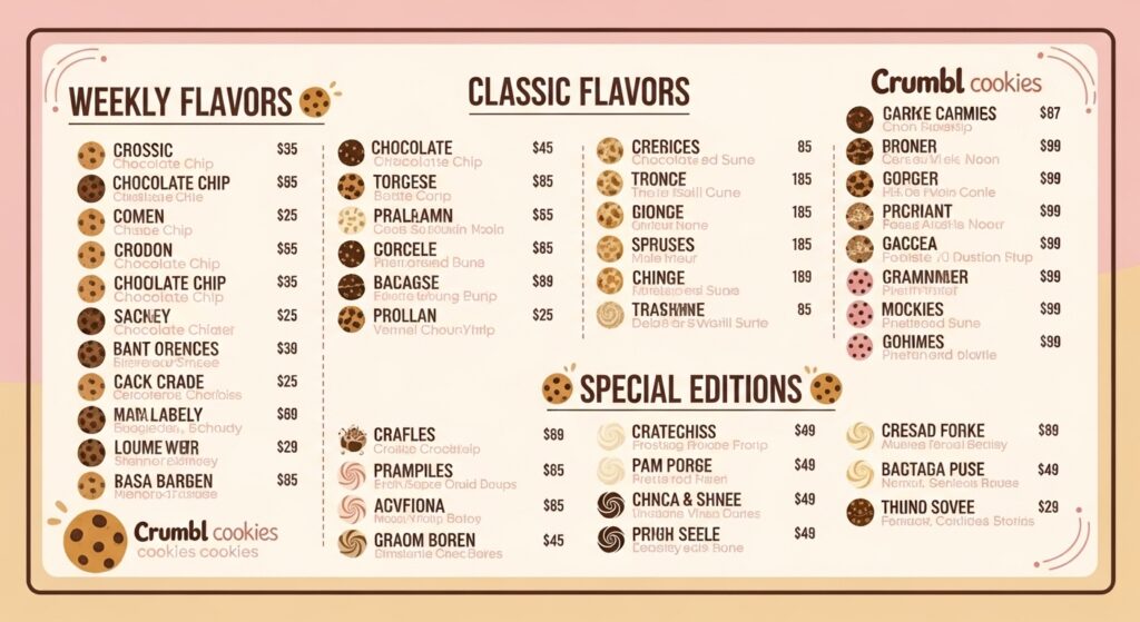 Menu Crumbl Cookies All Flavors – Complete Flavor Guide for Cookie Lovers