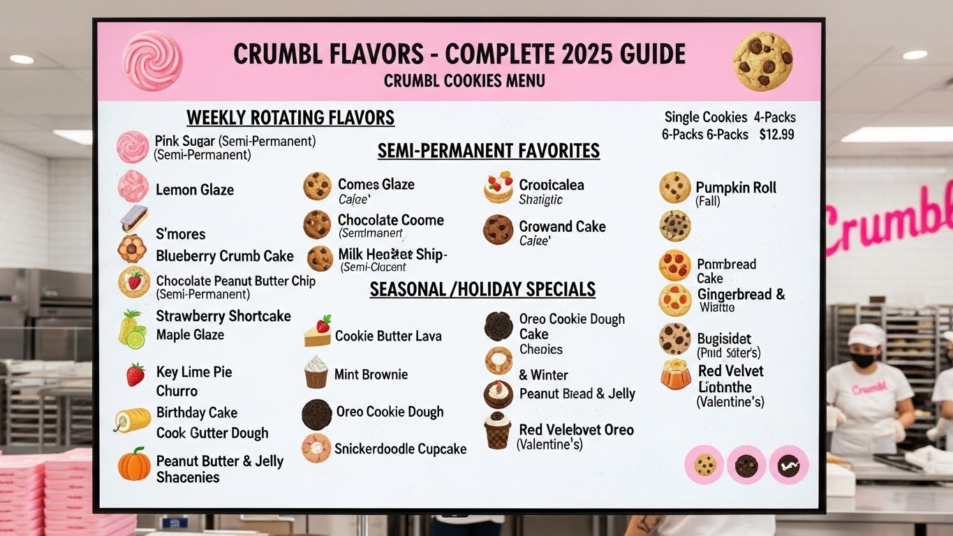 Crumbl Flavors Crumbl Cookies Menu Complete 2025 Guide