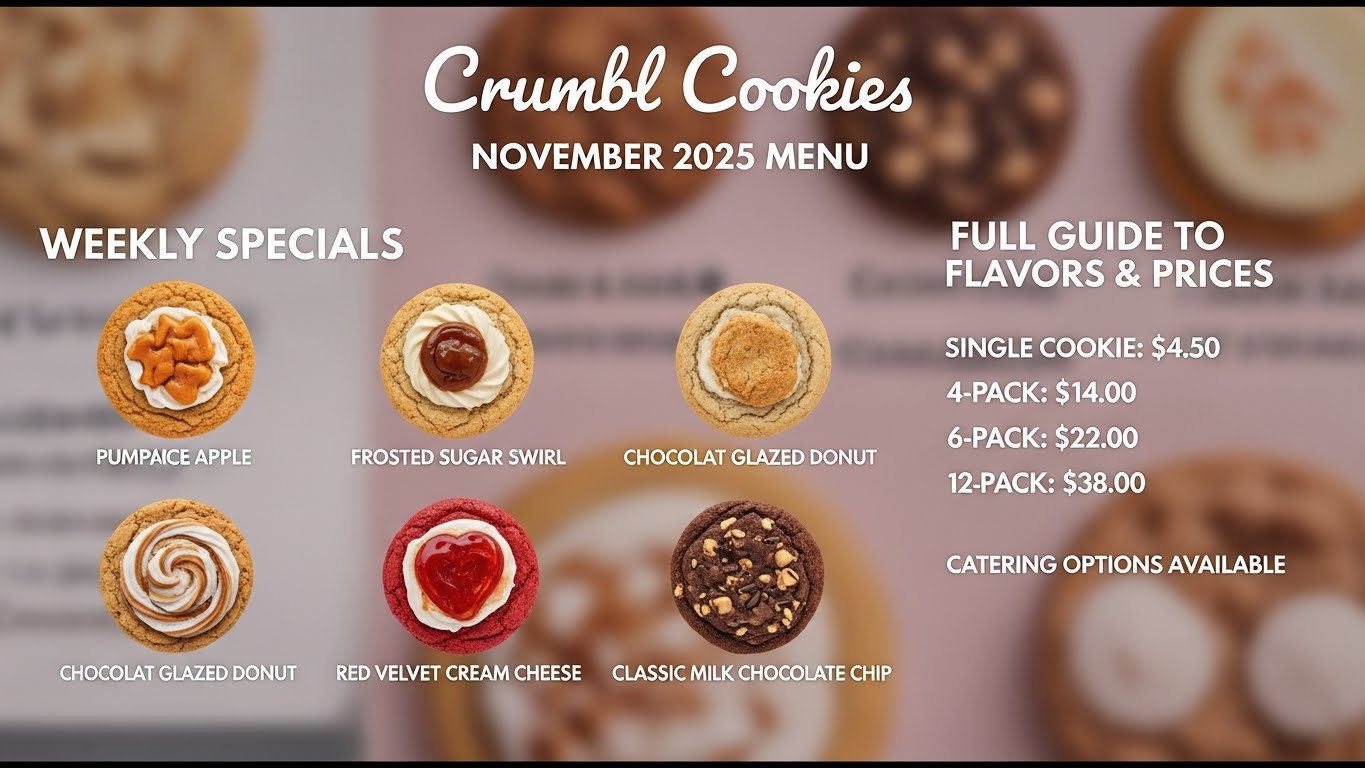 Crumbl Cookies Menu November 2025 Full Guide to Flavors, Prices, and Weekly Specials